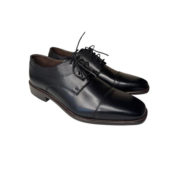 Johnston & Murphy NEW Black Leather Men’s 8 Archer Cap Toe Oxford Shoes - Picture 1 of 8
